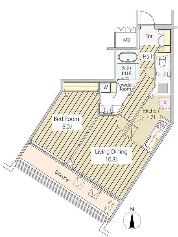 MOMENTO SHIODOME 2202 間取り図