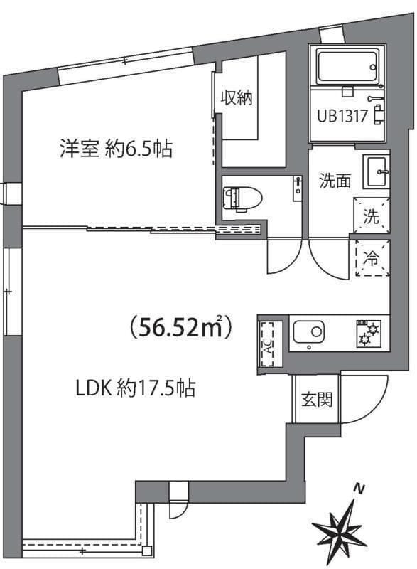 ルクール市ヶ谷払方町(旧ARK HOUSE 市ヶ谷払方町) 201A 間取り図