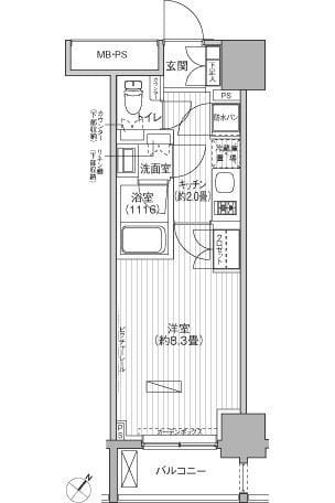 ヒューリックレジデンス駒込 207 間取り図