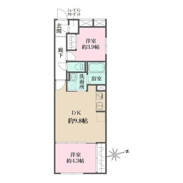 グローリオシェルト杉並方南町 401 間取り図