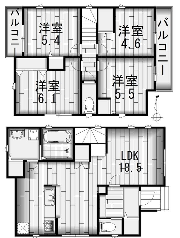 QLAZO麻生区東百合丘戸建 1号棟 21万円/なし/なし 間取り図