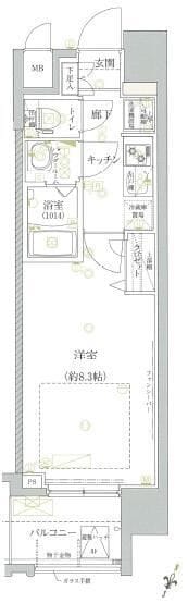 クレイシア芝浦 501 間取り図