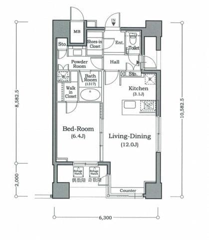 ホライズンプレイス赤坂 1501 間取り図