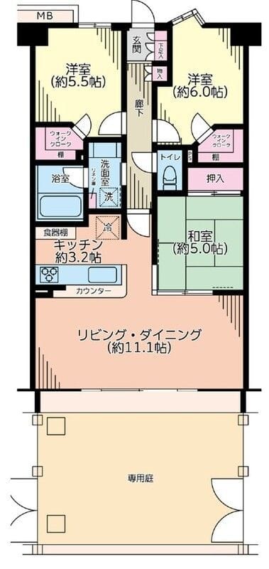 サンクレイドル浮間舟渡 102 間取り図