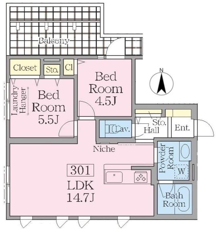 コリーヌ駒場池尻 301 間取り図