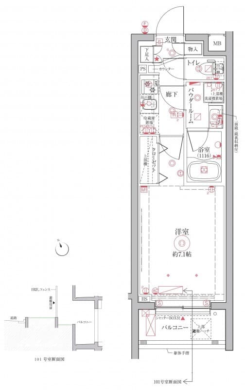 クレイシアIDZ祐天寺Ⅱ 101 間取り図