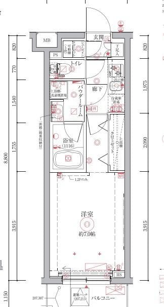 クレイシアIDZ祐天寺Ⅱ 307 間取り図