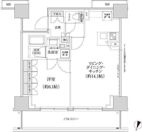 パークハビオ渋谷本町レジデンス 411 間取り図