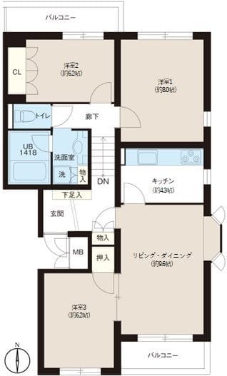 ヒルズガレ 202 間取り図