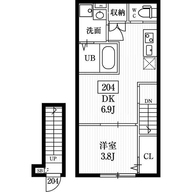 ミハス梅ヶ丘 204 間取り図
