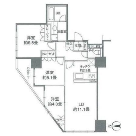 カスタリアタワー品川シーサイド 1208 間取り図