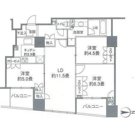 カスタリアタワー品川シーサイド 1804 間取り図