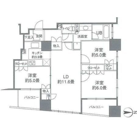 カスタリアタワー品川シーサイド 2304 間取り図