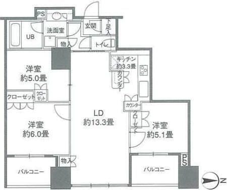 カスタリアタワー品川シーサイド 806 間取り図