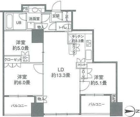 カスタリアタワー品川シーサイド 906 間取り図