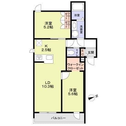 ForestMaisonKOMAGOMENORTH 102 間取り図