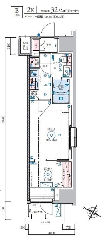 リヴシティ横濱関内参番館 302 間取り図