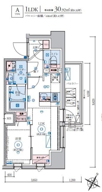 リヴシティ横濱関内参番館 501 間取り図