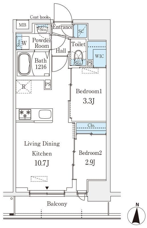 プライムブリス深川住吉 302 間取り図