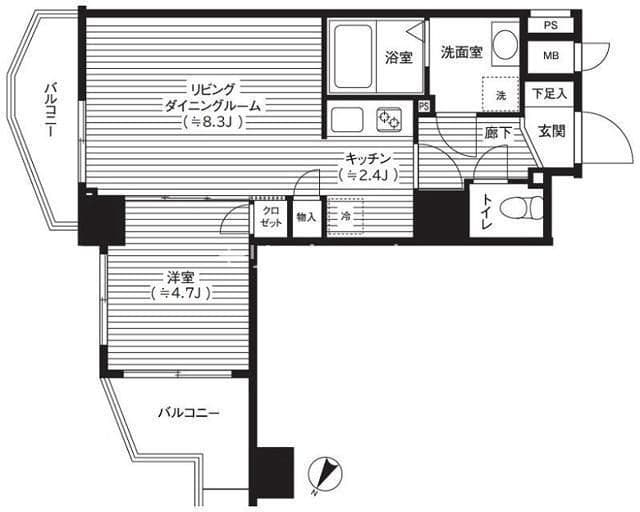 カスタリア初台 1104 間取り図