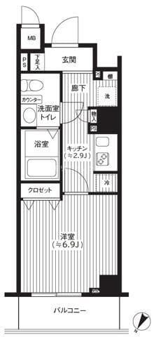 カスタリア初台 208 間取り図