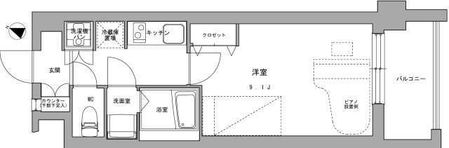 ミュージション武蔵中原 402 間取り図