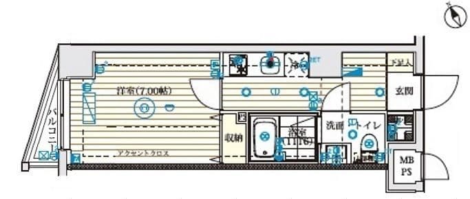 B CITY 高田馬場 ALIVIE 404 間取り図