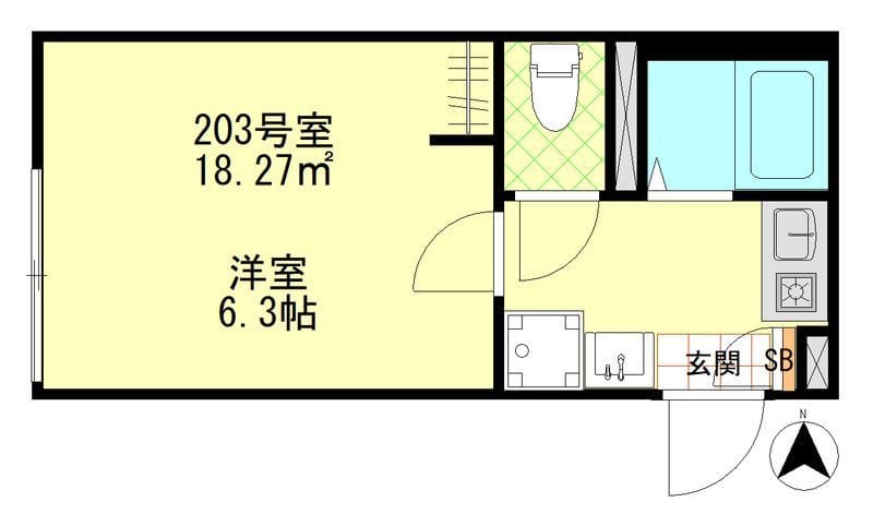 ルミナス千住大橋 203 間取り図