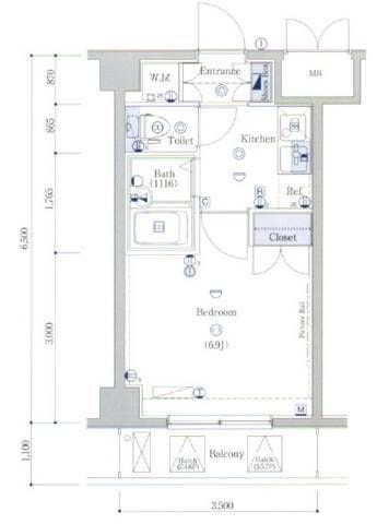 クレイシア両国 505 間取り図