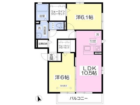 ハイビスカス 102 間取り図