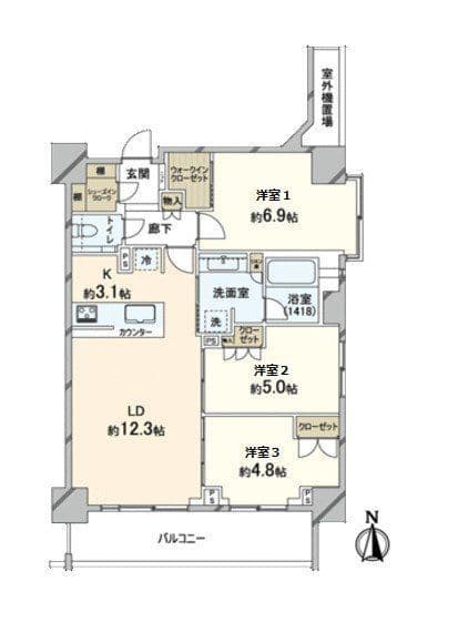 ブランズ中目黒 203 間取り図