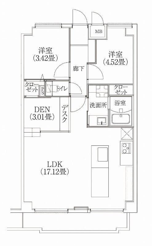 コスモリード学芸大学 102 間取り図