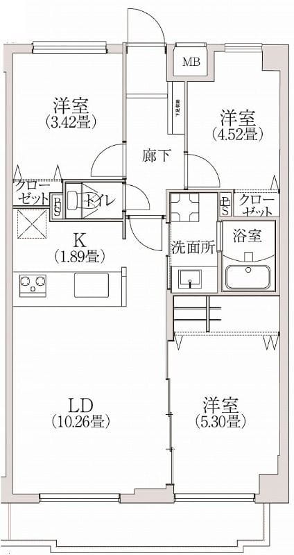 コスモリード学芸大学 202 間取り図