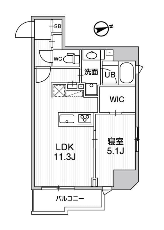 シーズンフラッツ蔵前パークフロント 802 間取り図