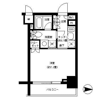 パークキューブ神田 206 間取り図