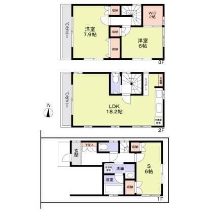 江東区白河3丁目戸建 1 間取り図