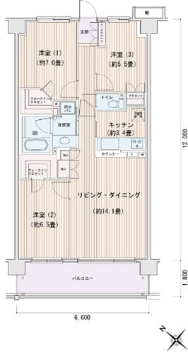 エスティメゾン豊洲レジデンスD 0738 間取り図