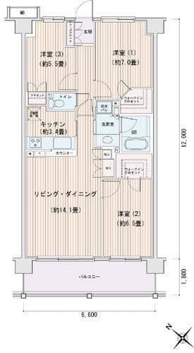 エスティメゾン豊洲レジデンスD 0839 間取り図