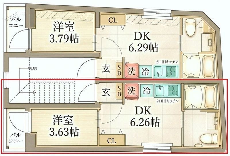 リアル北千住 102 間取り図