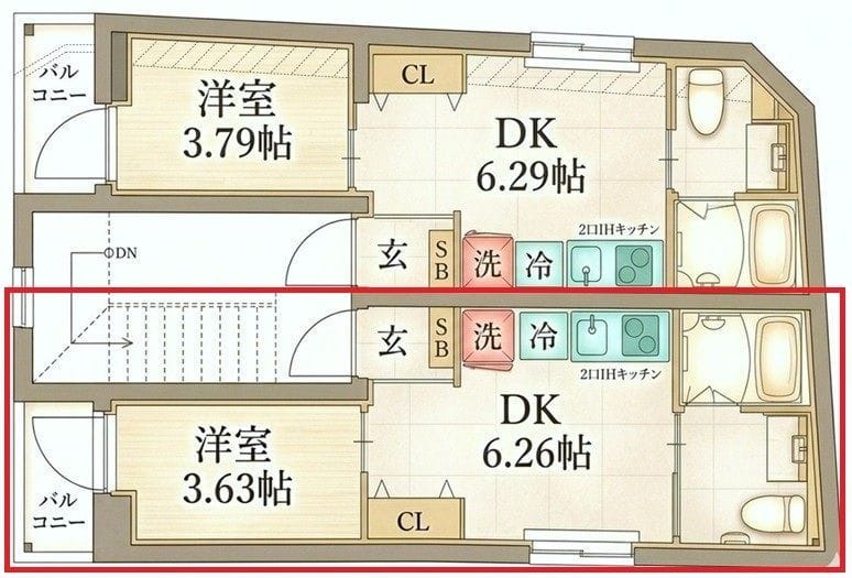 リアル北千住 202 間取り図