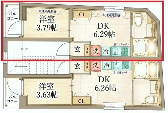 リアル北千住 401 間取り図
