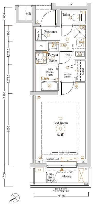 Log登戸Station side 103 間取り図