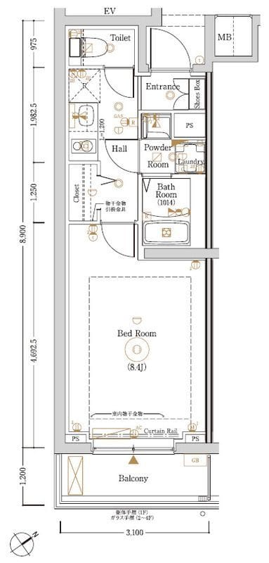 Log登戸Station side 104 間取り図