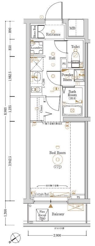 Log登戸Station side 403 間取り図