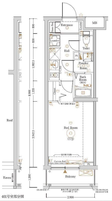 Log登戸Station side 407 間取り図