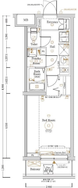 Log登戸Station side 408 間取り図