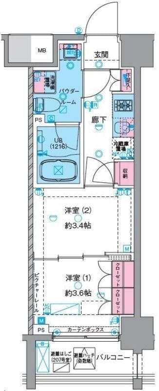 ジェノヴィア浅草Ⅵスカイガーデン 1007 間取り図