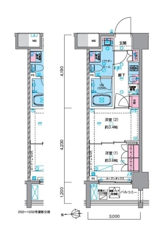 ジェノヴィア浅草Ⅵスカイガーデン 1102 間取り図