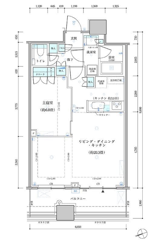 パークタワー勝どき サウス棟 1810 間取り図