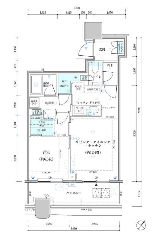 パークタワー勝どき サウス棟 3624 間取り図